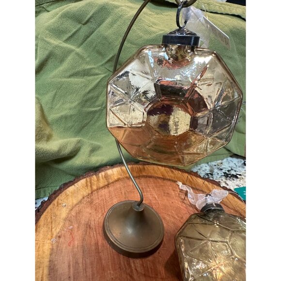 2 kugel style Trimsetter Christmas Maximus Mercury Glass Hexagon Jewel Ornament - Picture 5 of 11